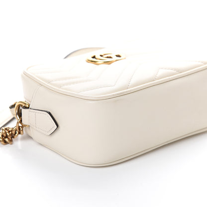 Gucci Calfskin Matelasse Mini GG Marmont Chain Shoulder Bag White 7 of 8