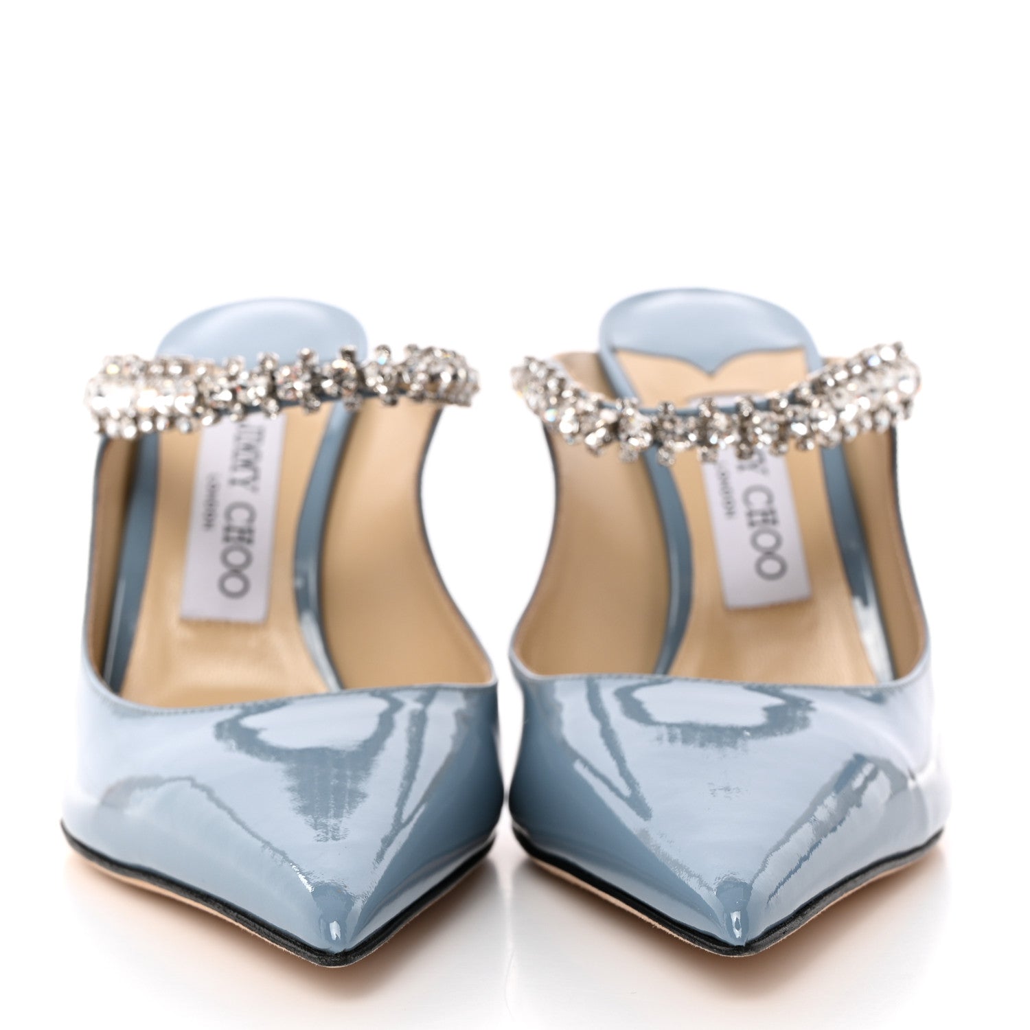 Jimmy Choo Patent Crystal Bing 100 Pumps 38 Blue 2 of 11
