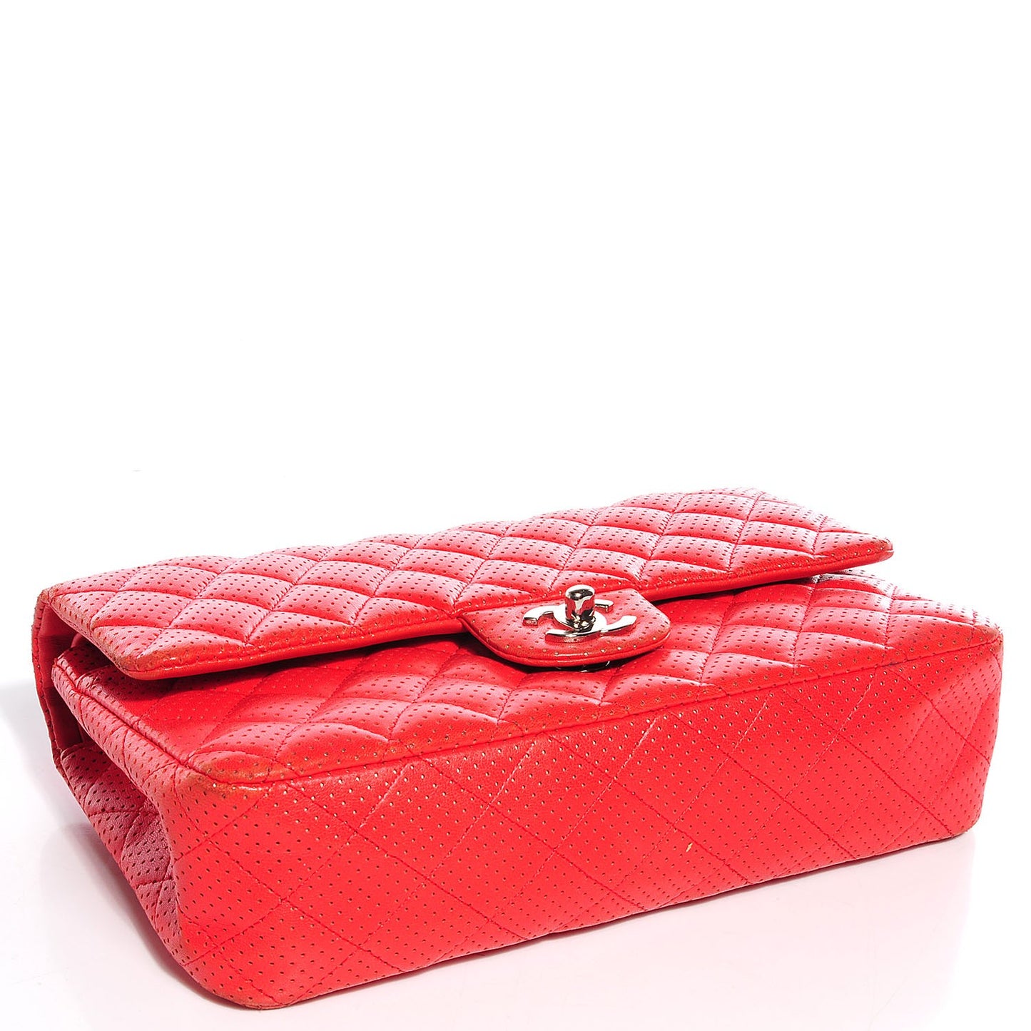 Lambskin Perforated Medium Double Flap Red