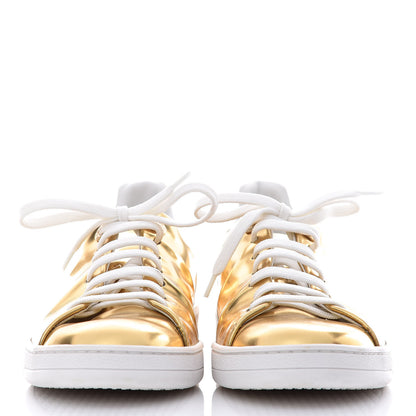 Louis Vuitton Metallic Calfskin Frontrow Sneakers 37.5 Gold 2 of 12