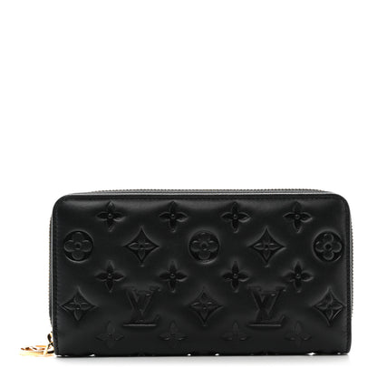 Louis Vuitton Lambskin Embossed Monogram Coussin Zippy Wallet Black 1 of 6