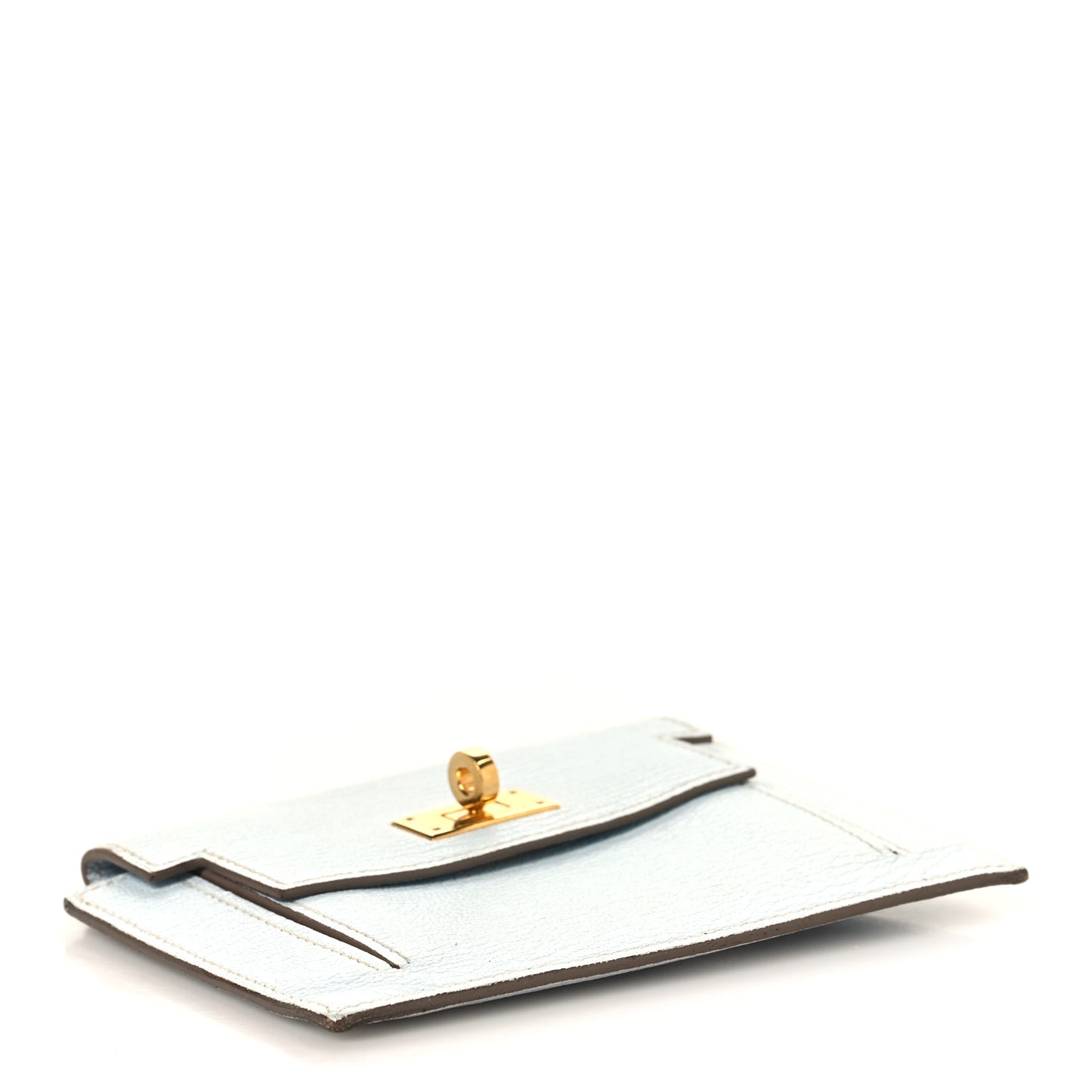 Chevre Mysore Kelly Pocket Compact Wallet Bleu Brume