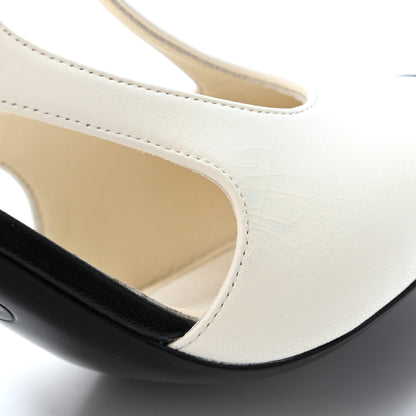 Chanel Lambskin Pearl Cap Toe CC Ankle Strap Pumps 39.5 Ivory Black 5 of 5