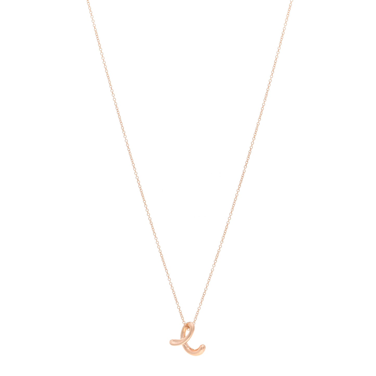 18K Rose Gold Elsa Peretti Letter E Pendant Necklace
