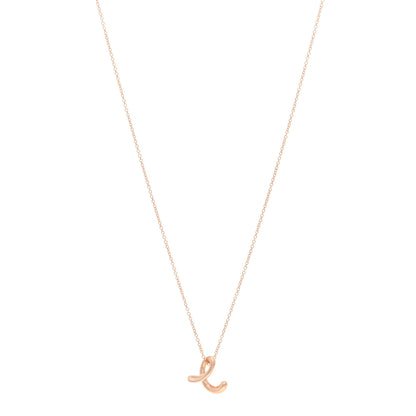 Tiffany 18K Rose Gold Elsa Peretti Letter E Pendant Necklace 1 of 5