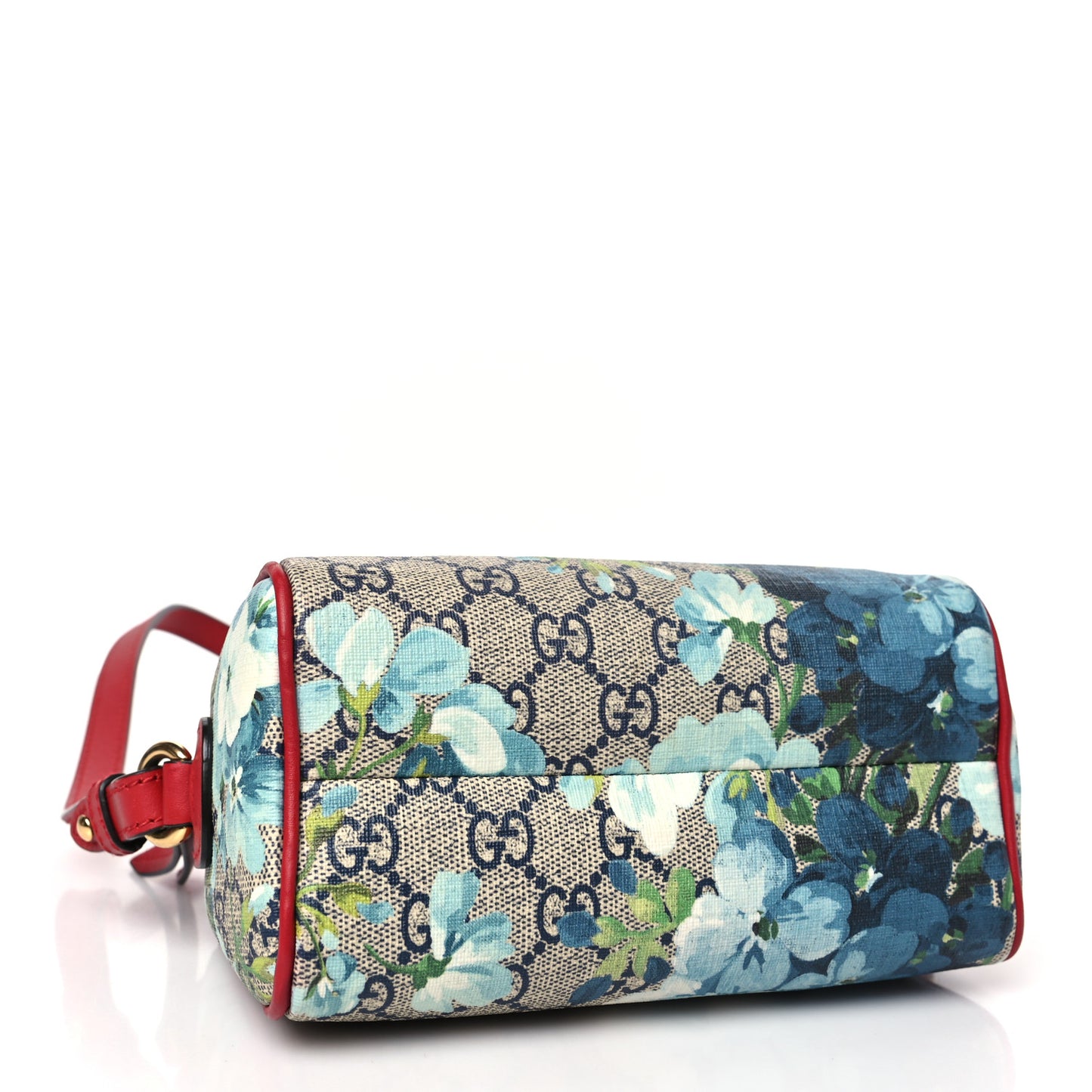 GG Supreme Monogram Blooms Mini Boston Navy Blue Hibiscus