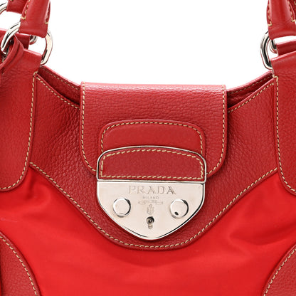 Prada Nylon Tessuto Vitello Daino Pushlock Bag Fuoco 6 of 10