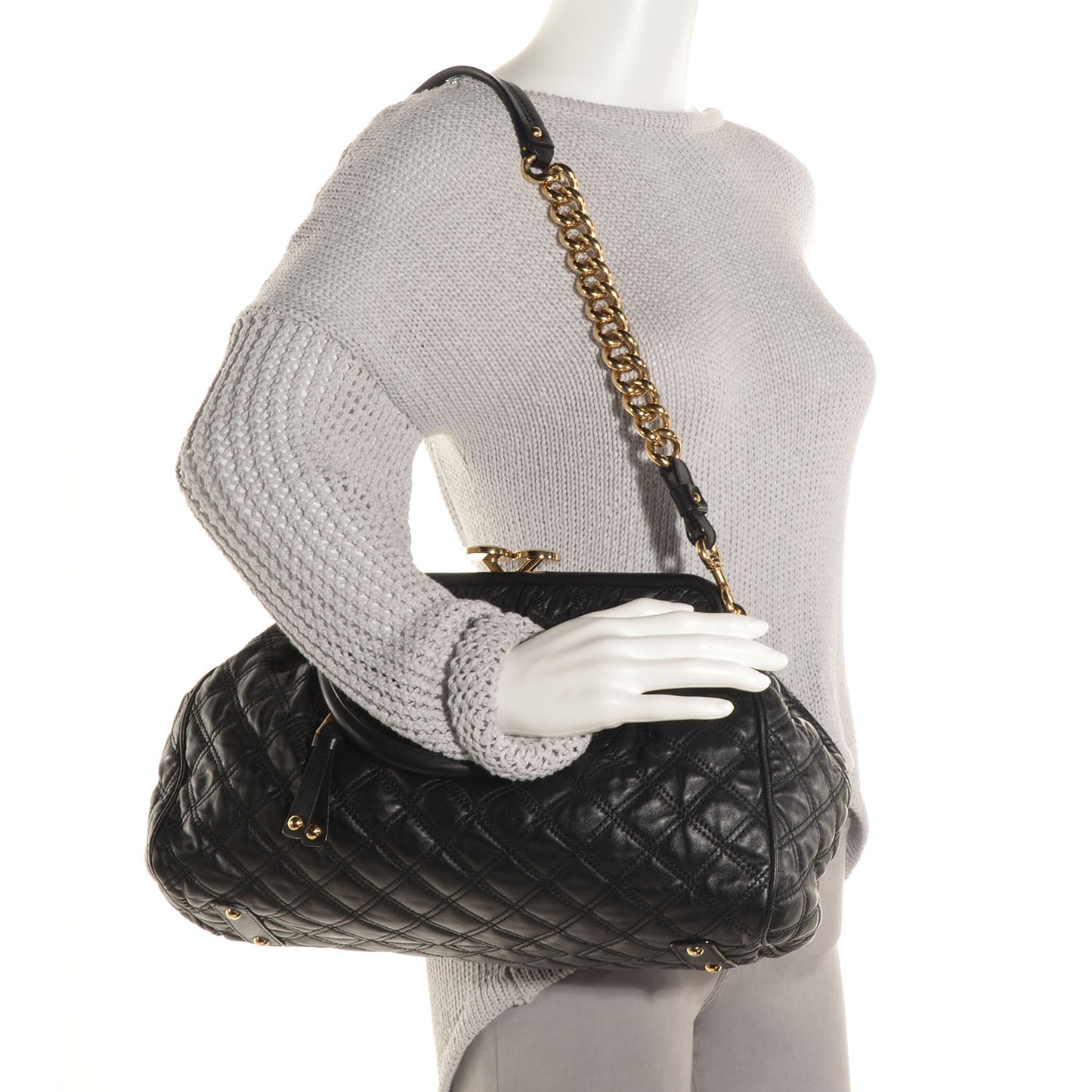 Quilted Leather Stam Black