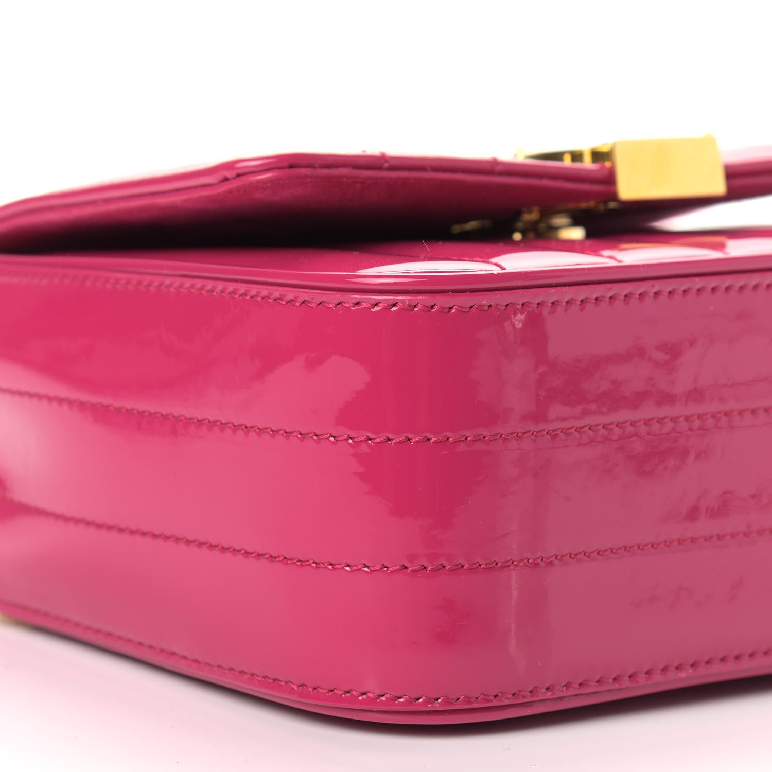 Saint Laurent Patent Matelasse Monogram Small Vicky Chain Bag Bubblegum 8 of 12