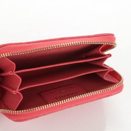 Chanel Caviar Quilted Zip Around Coin Purse Wallet Dark Pink 5 of 7