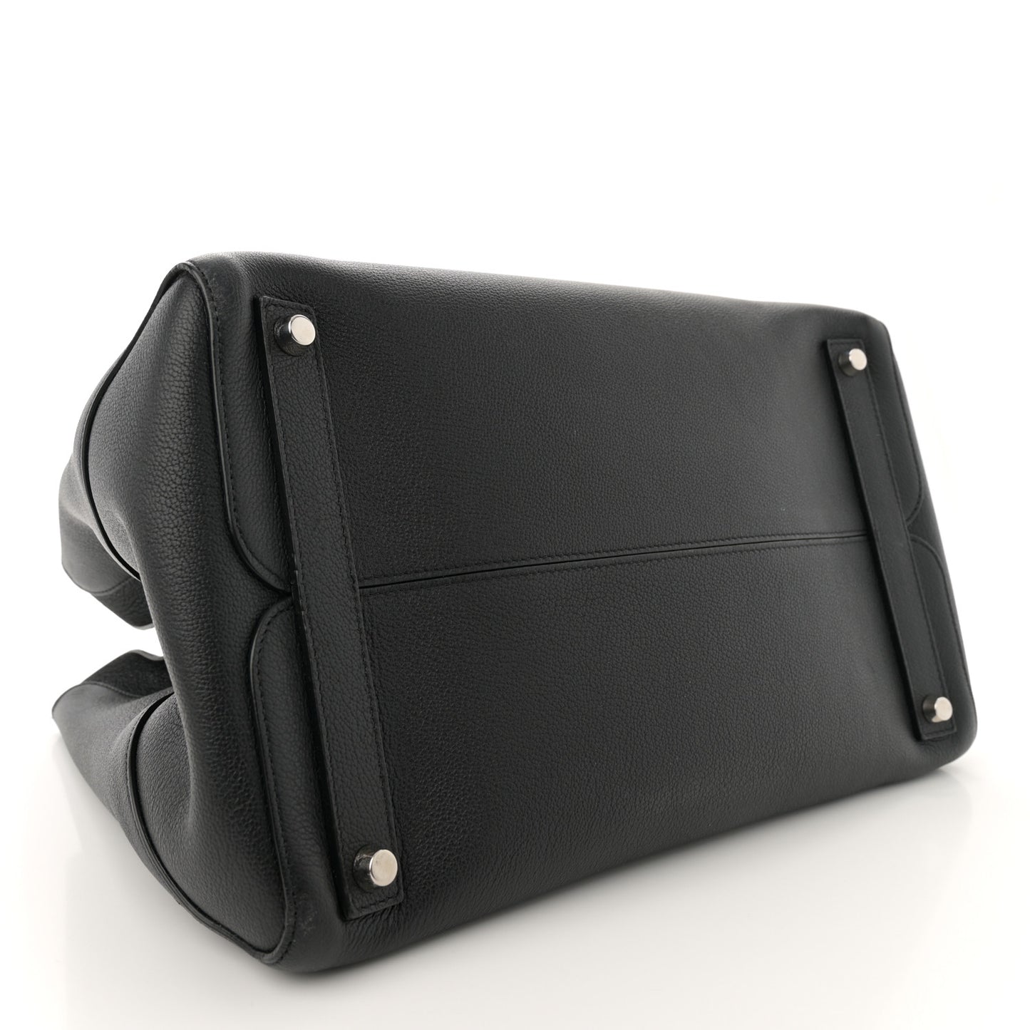 Supple Grained Calfskin Large Open Bar Tote Black