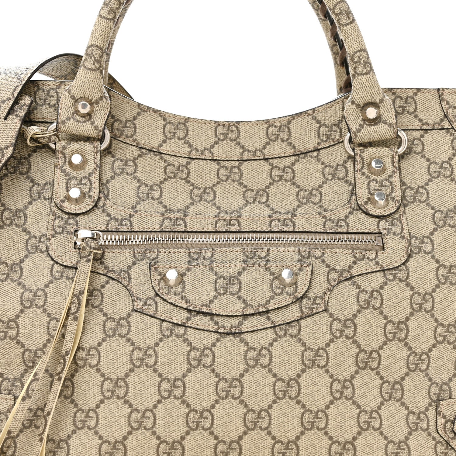 Balenciaga X GUCCI GG Supreme Monogram Neo Classic Silver Hardware City Beige Ebony 9 of 14