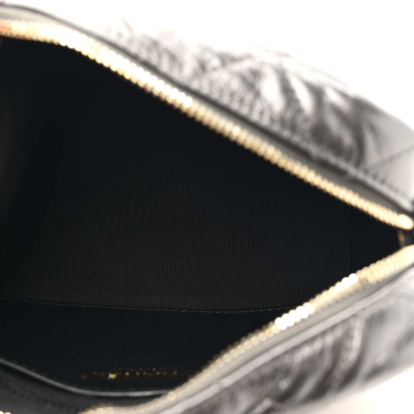Metallic Calfskin Pearl Quilted CC Mini Camera Case Ruthenium