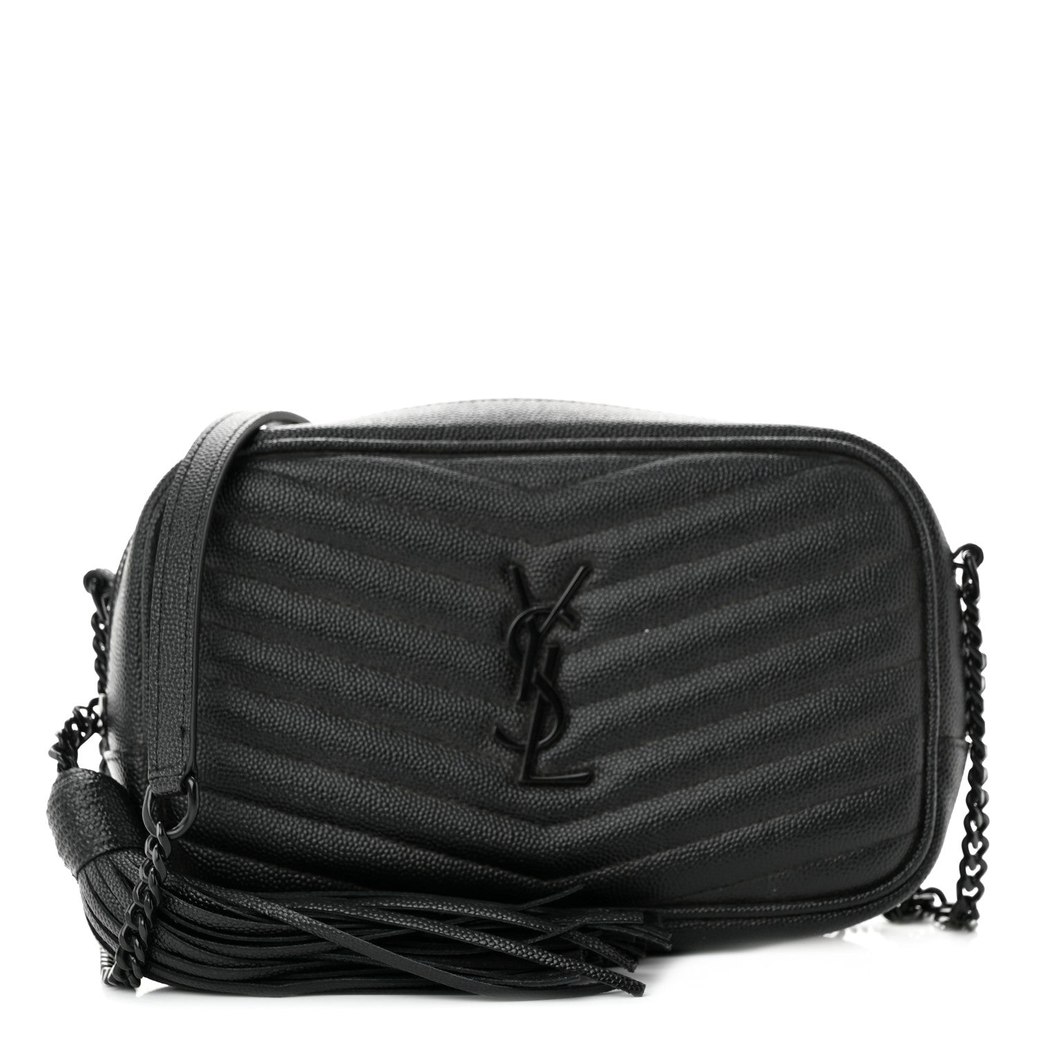 Saint Laurent Grain De Poudre Matelasse Monochrome Monogram Mini Lou Camera Bag Black 1 of 12