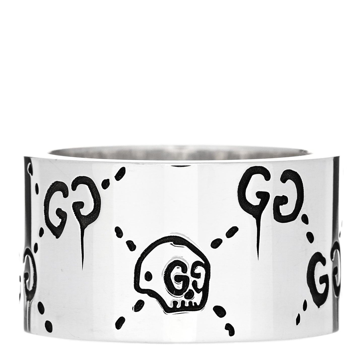 Sterling Silver GucciGhost Hamlet Skull Band Ring 54 7
