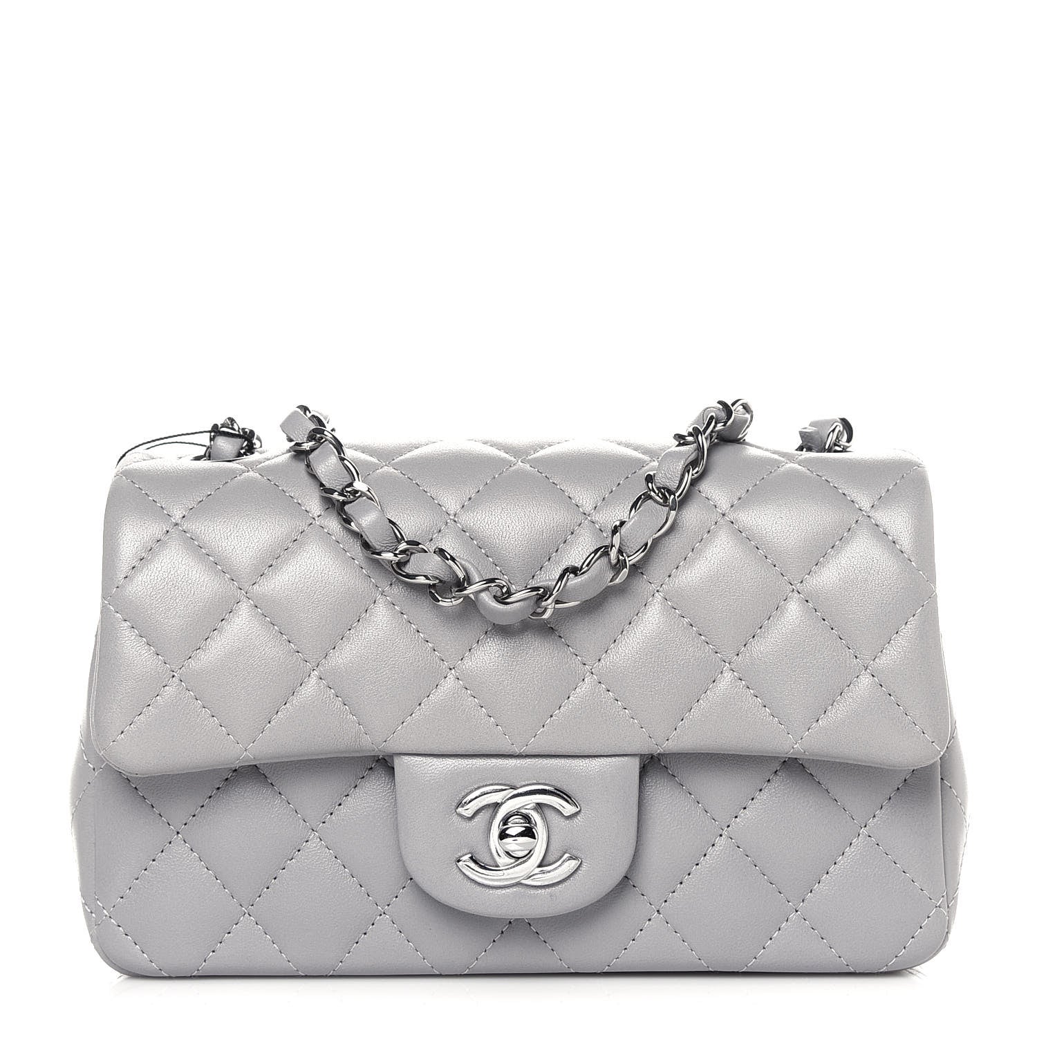Chanel Lambskin Quilted Mini Rectangular Flap Grey 1 of 11