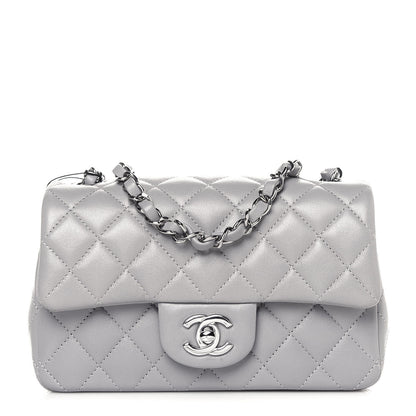 Chanel Lambskin Quilted Mini Rectangular Flap Grey 1 of 11