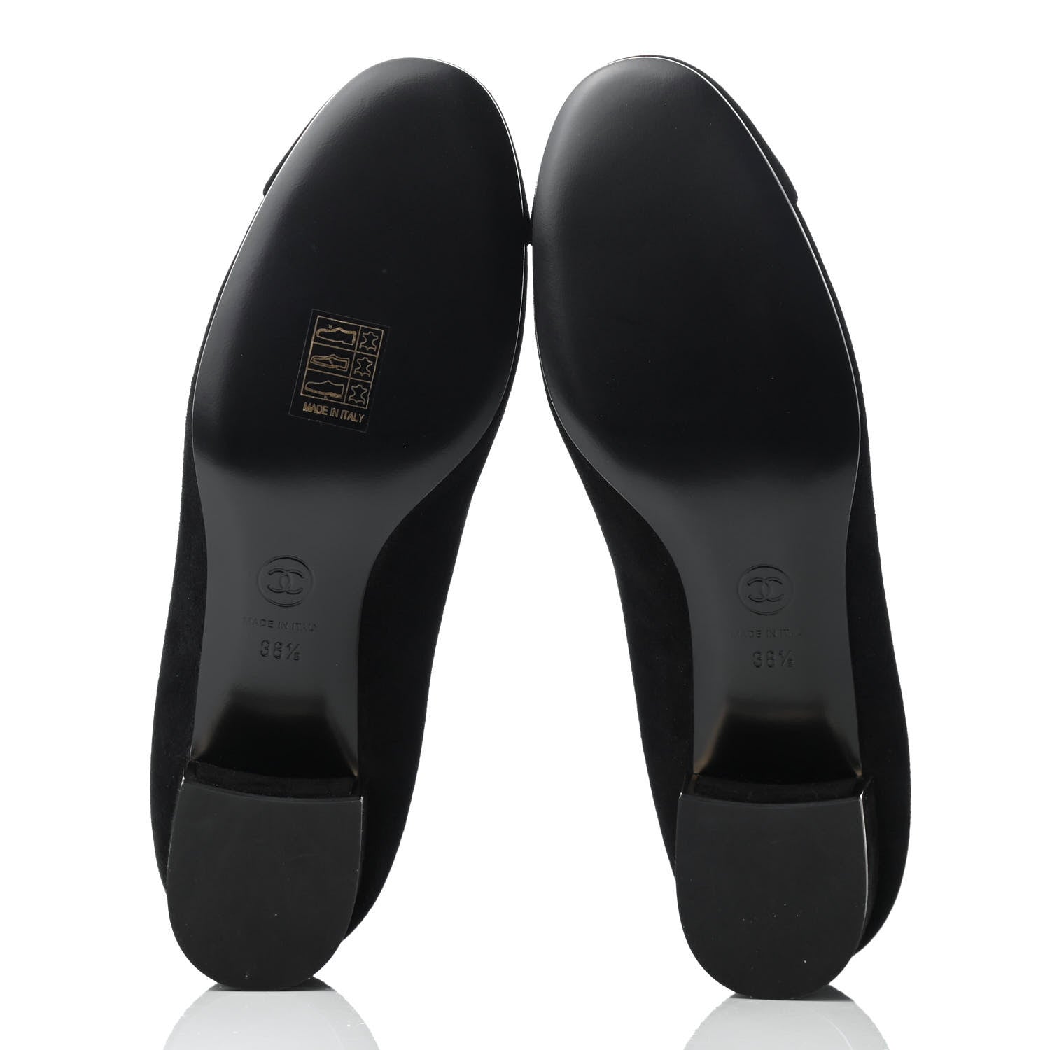 Chanel Suede CC Cap Toe Pumps 38.5 Black 5 of 8