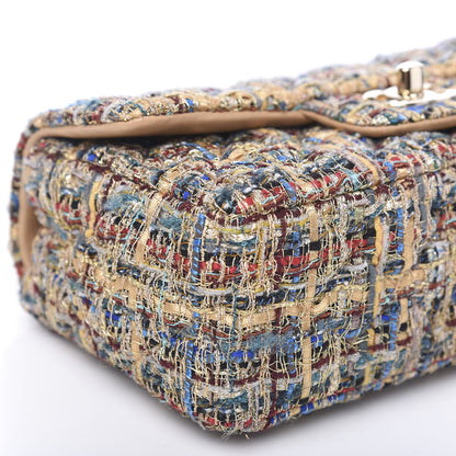 Chanel Tweed Quilted Mini Rectangular Flap Gold Blue 7 of 10