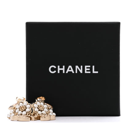 Chanel Pearl Crystal Drop CC Earrings Gold White 5 of 5