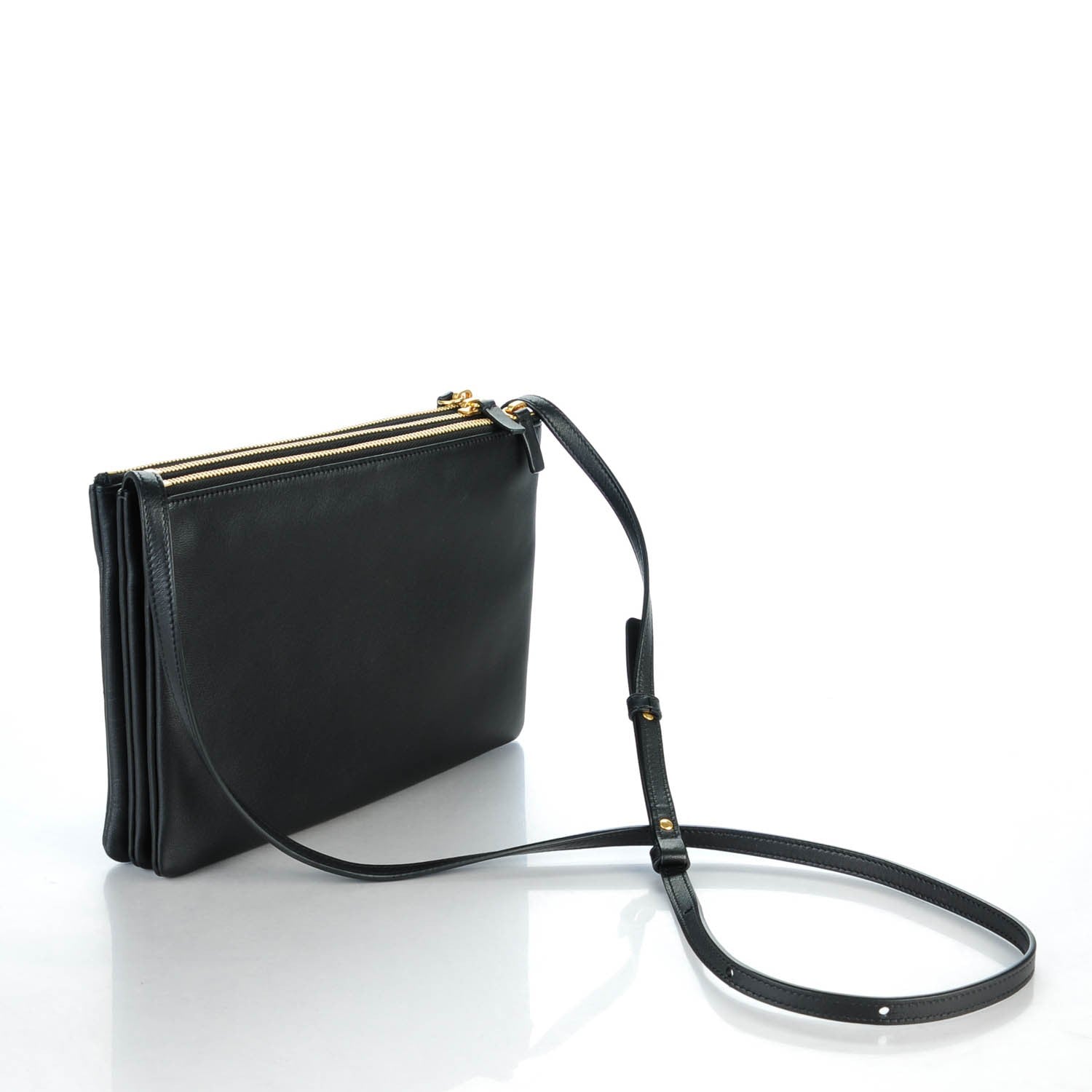 Celine Lambskin Large Trio Crossbody Bag Black 3 of 7