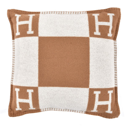 Hermes Wool Cashmere Avalon Pillow PM Ecru Camel 1 of 3