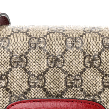 Gucci GG Supreme Monogram Azalea Calfskin Horsebit 1955 Shoulder Bag Beige Ebony New Cherry Red 8 of 11