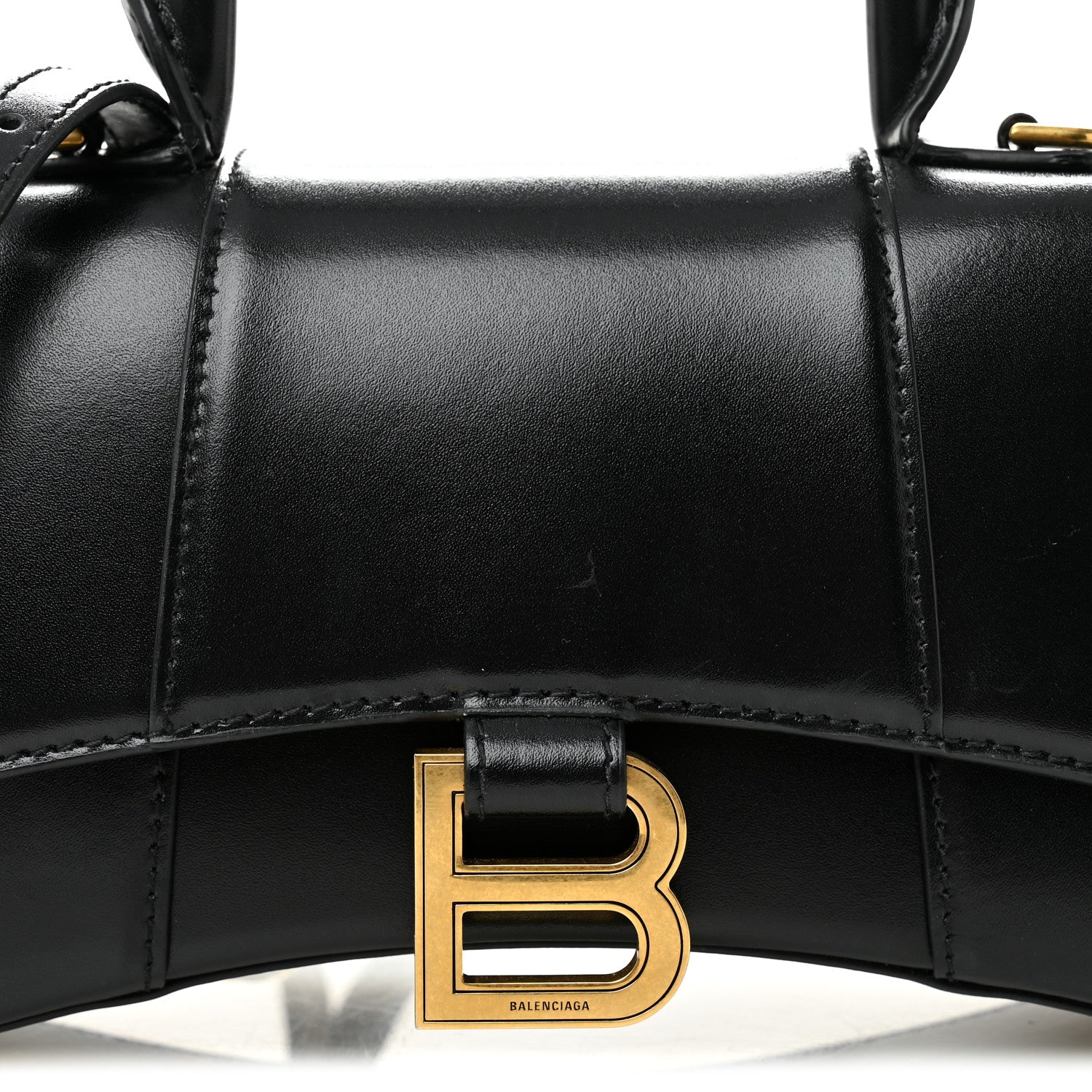 Balenciaga Shiny Box Calfskin Hourglass Top Handle Bag XS Black 8 of 10