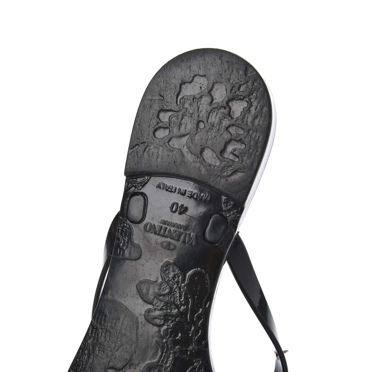 PVC Jelly Rockstud Bow Thong Sandals 40 Black
