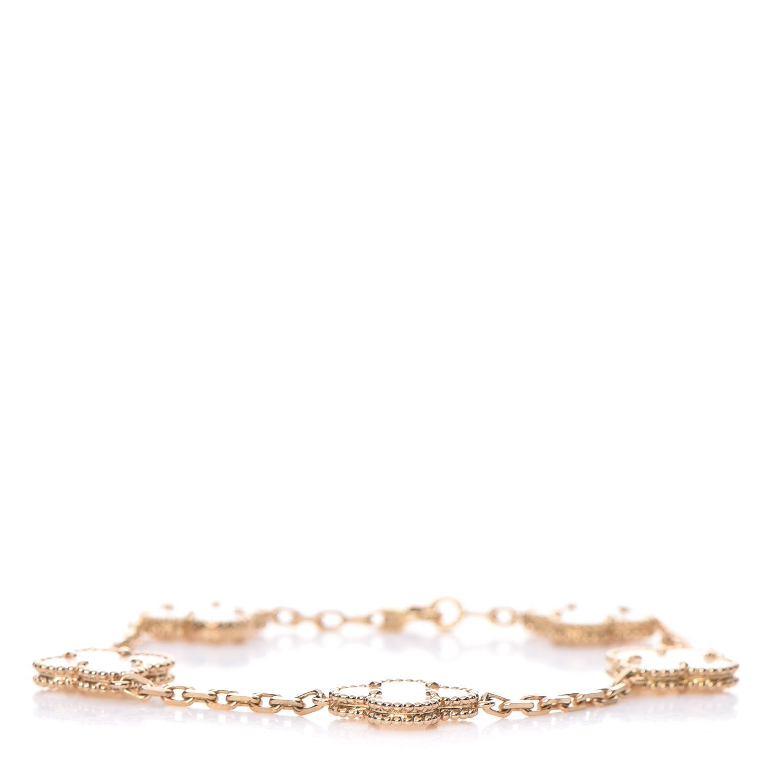 Van Cleef & Arpels 18K Yellow Gold Mother of Pearl 5 Motifs Vintage Alhambra Bracelet 3 of 6