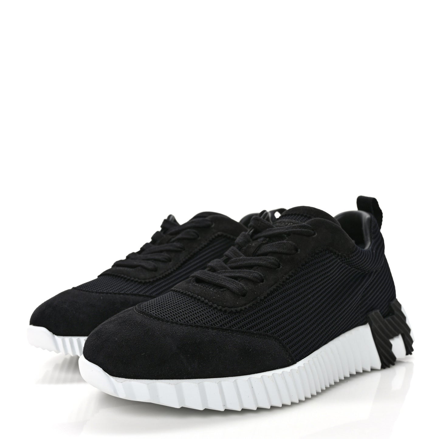 Technical Mesh Suede Goatskin Bouncing Sneakers 37 Black