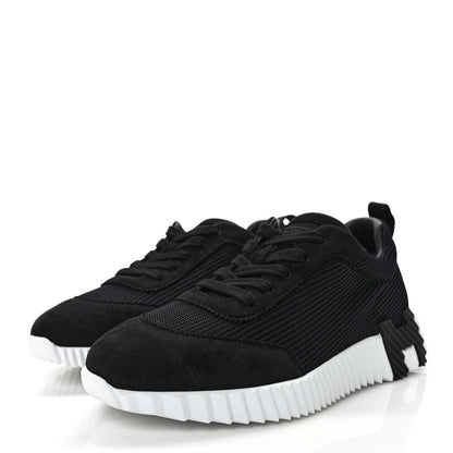 Hermes Technical Mesh Suede Goatskin Bouncing Sneakers 37 Black 3 of 9