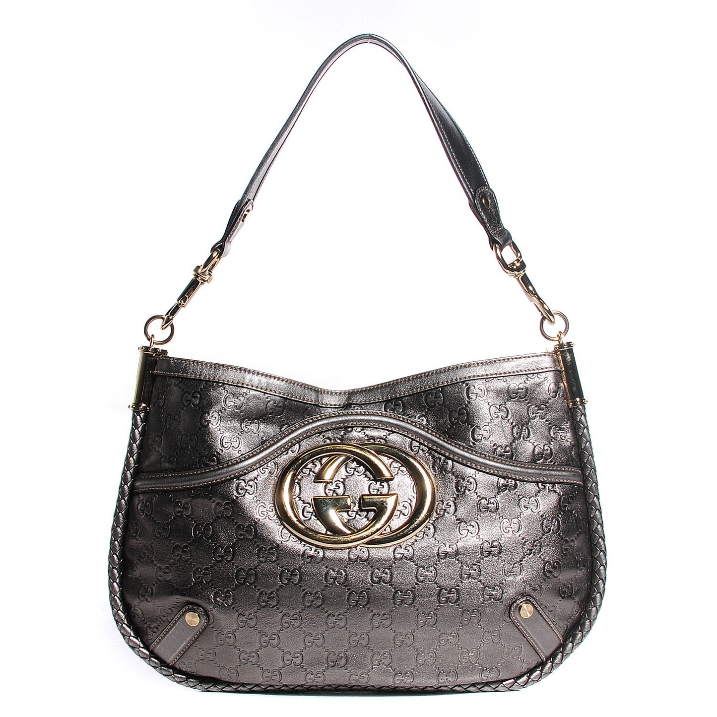 Guccissima Britt Medium Shoulder Bag Gunmetal