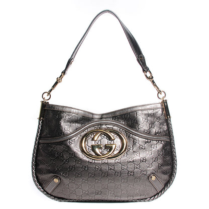 Gucci Guccissima Britt Medium Shoulder Bag Gunmetal 1 of 8