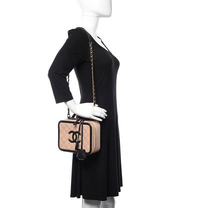 Chanel Caviar Quilted Medium CC Filigree Vanity Case Beige Black 2 of 10