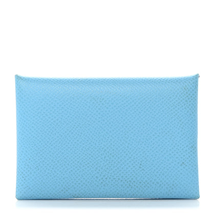 Hermes Epsom Calvi Card Case Celeste 1 of 8