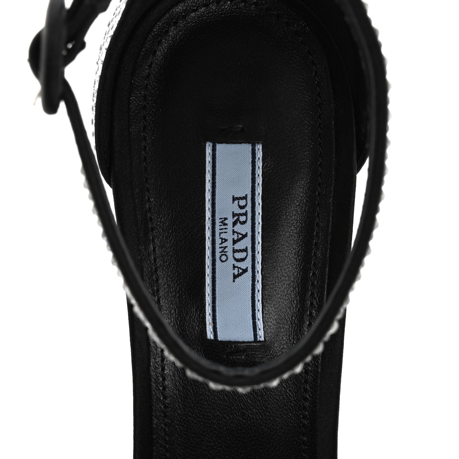 Prada Satin Crystal Triangle Logo 40/135mm Platform Sandals 39 Cristal 7 of 9