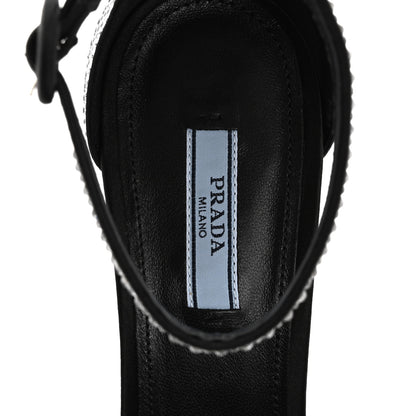 Prada Satin Crystal Triangle Logo 40/135mm Platform Sandals 39 Cristal 7 of 9