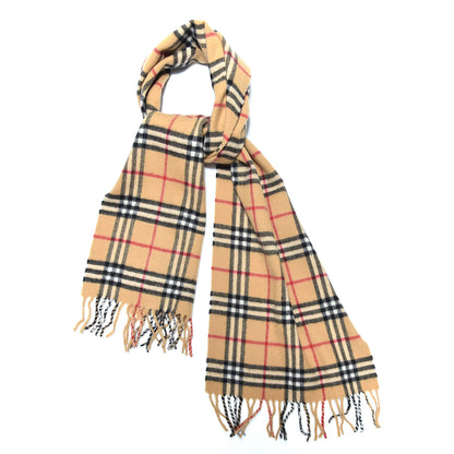 Burberry Cashmere House Check Fringe Scarf Camel 1 of 3