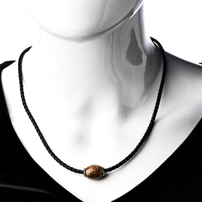 David Yurman Calfskin Sterling Silver Jasper Mens Cord Necklace 2 of 4