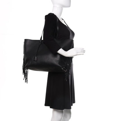 Saint Laurent Calfskin Large Fringe Shopping Tote Black 2 of 13