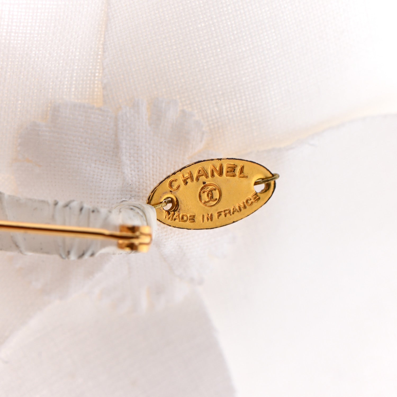 Chanel Linen Camellia Brooch Pin White 5 of 5