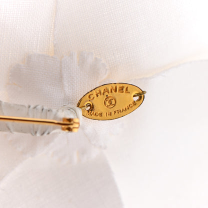 Chanel Linen Camellia Brooch Pin White 5 of 5