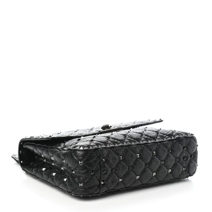 Valentino Garavani Craquele Nappa Medium Rockstud Spike Shoulder Bag Black 4 of 10