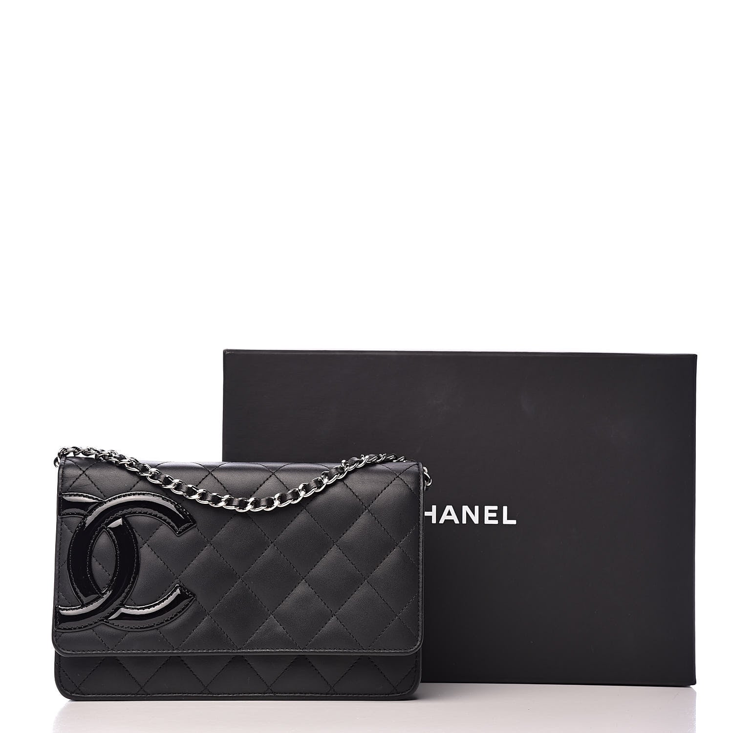 Chanel Calfskin Quilted Cambon Wallet On Chain WOC Black 16 of 16
