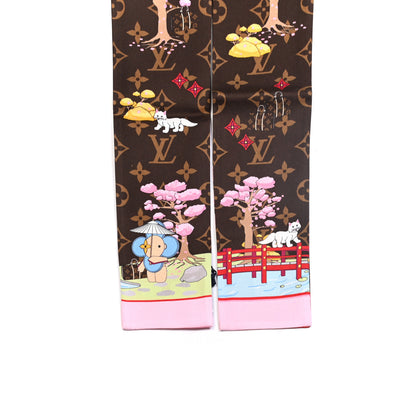 Louis Vuitton Silk Monogram 2021 Christmas Animation Japanese Garden Bandeau Marron 3 of 3