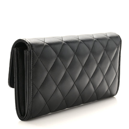 Chanel Lambskin Quilted Large Gusset Flap Wallet Black 3 of 11