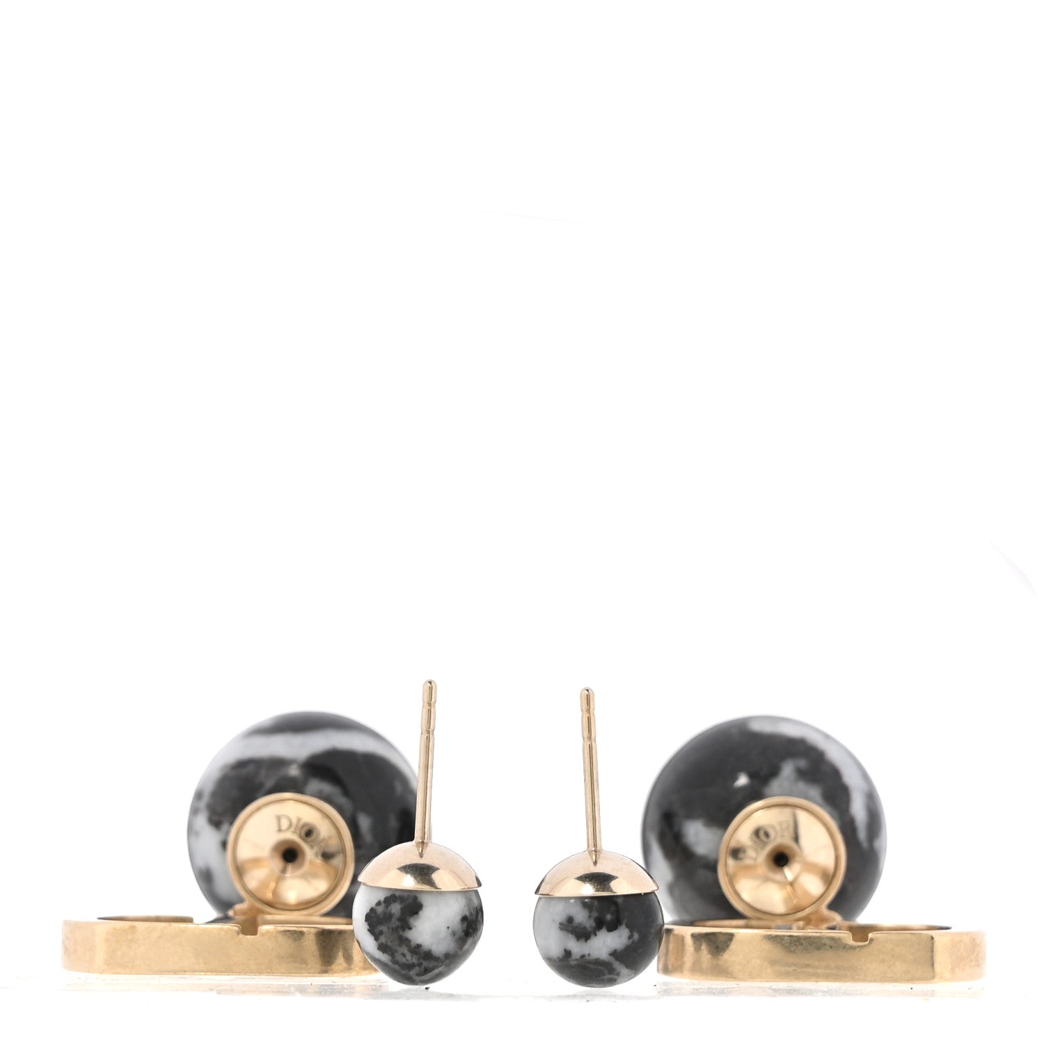 Christian Dior Marble CD Tribal Earrings Black 3 of 5