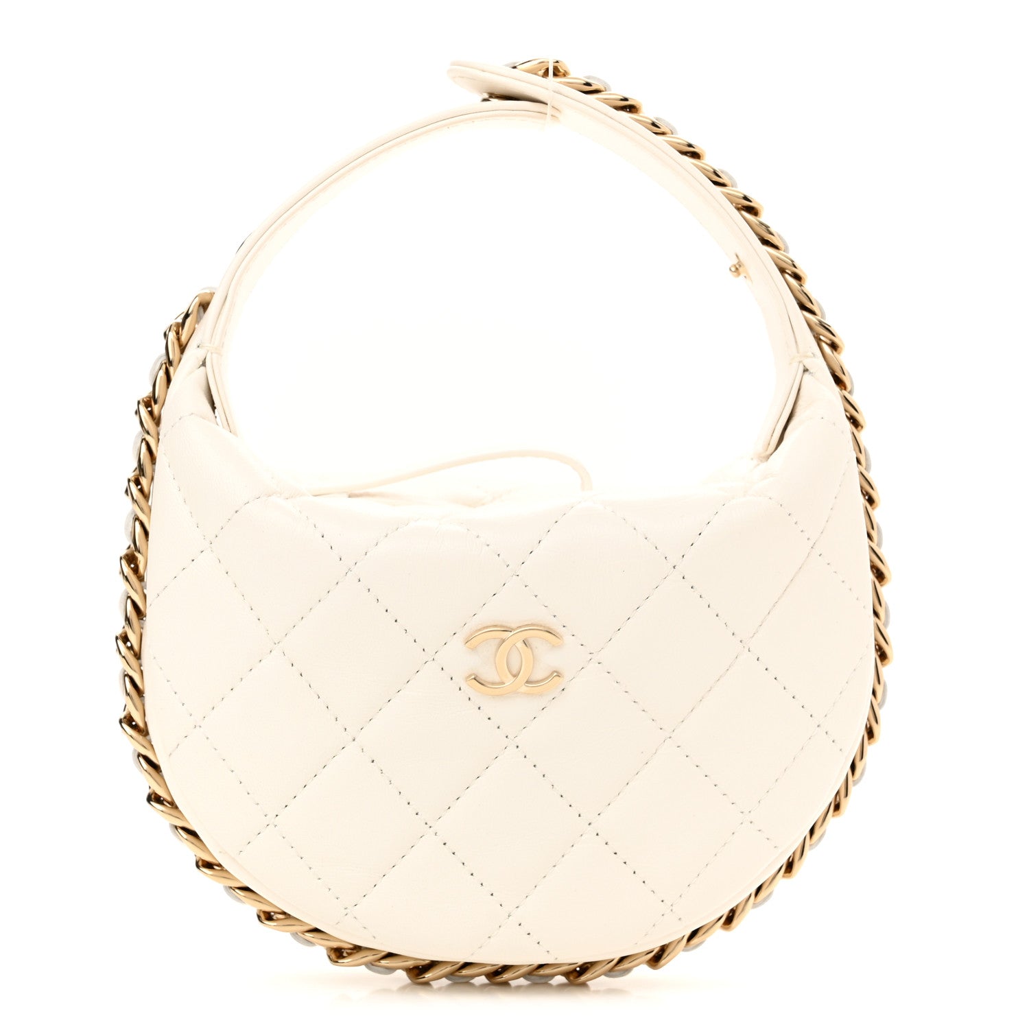 Chanel Lambskin Quilted Chain Around Pouch Hobo White 1 of 11