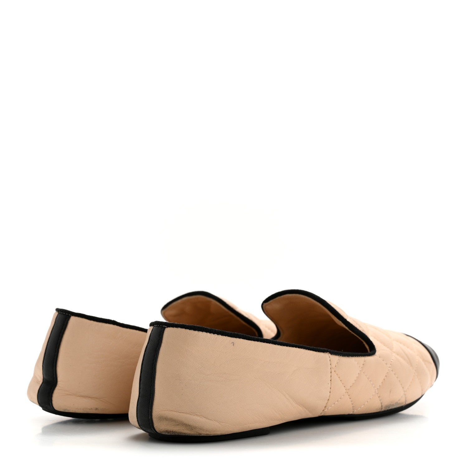 Chanel Lambskin Quilted Cap Toe Slipper With Pouch 39 Beige Black 5 of 12